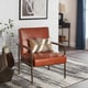 preview thumbnail 1 of 6, Strick & Bolton Retro Steel Tan Leather Armchair