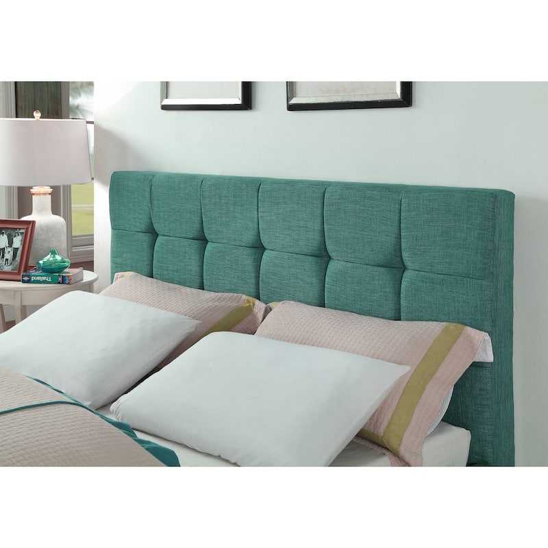 Modern Upholstered Square Stitched Platform Bed with Wooden Slats