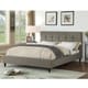 preview thumbnail 9 of 10, Modern Upholstered Square Stitched Platform Bed with Wooden Slats