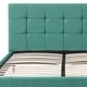 preview thumbnail 4 of 10, Modern Upholstered Square Stitched Platform Bed with Wooden Slats