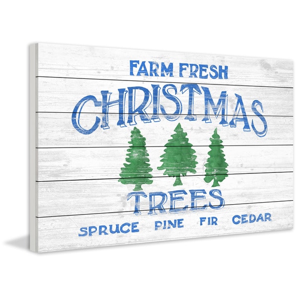 Marmont Hill - Handmade Three Christmas Trees Painting Print on White Wood
