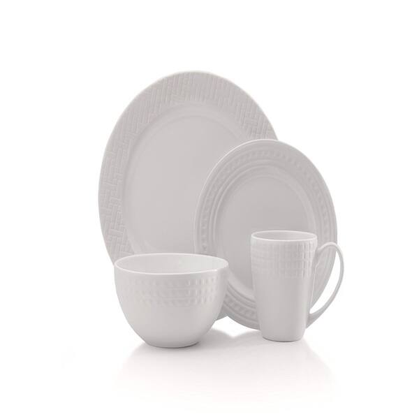 Mikasa Gourmet Basics Farrah Mix and Match White Porcelain 16piece