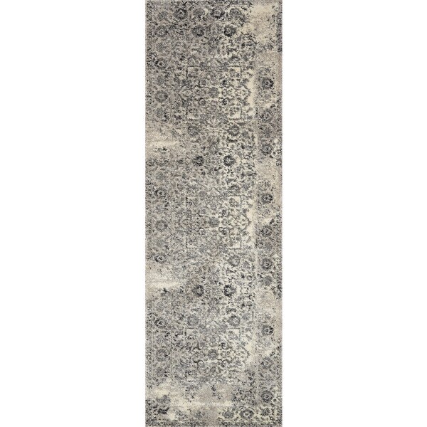 Brently Ivory/ Charcoal Runner Rug - 2'5" x 7'7" Runner