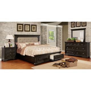 Furniture Of America Bedroom Sets Online At Our Furniture Of America Hollen Clic 4 Piece Wire Brushed Black Tufted Storage Platform Bedroom
