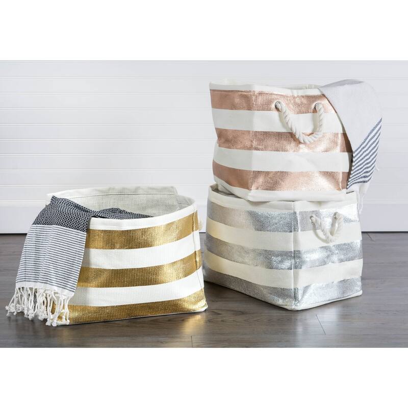 DII Striped Decorative Storage Bin