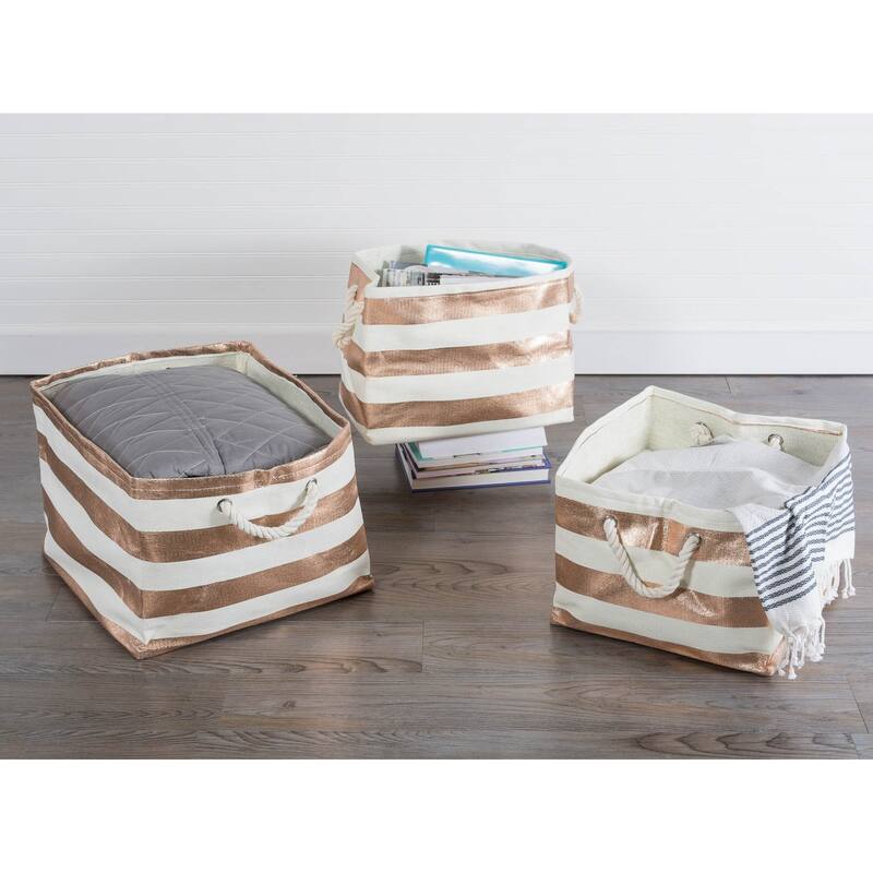 DII Striped Decorative Storage Bin
