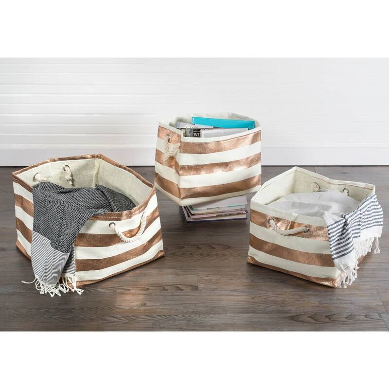 DII Striped Decorative Storage Bin