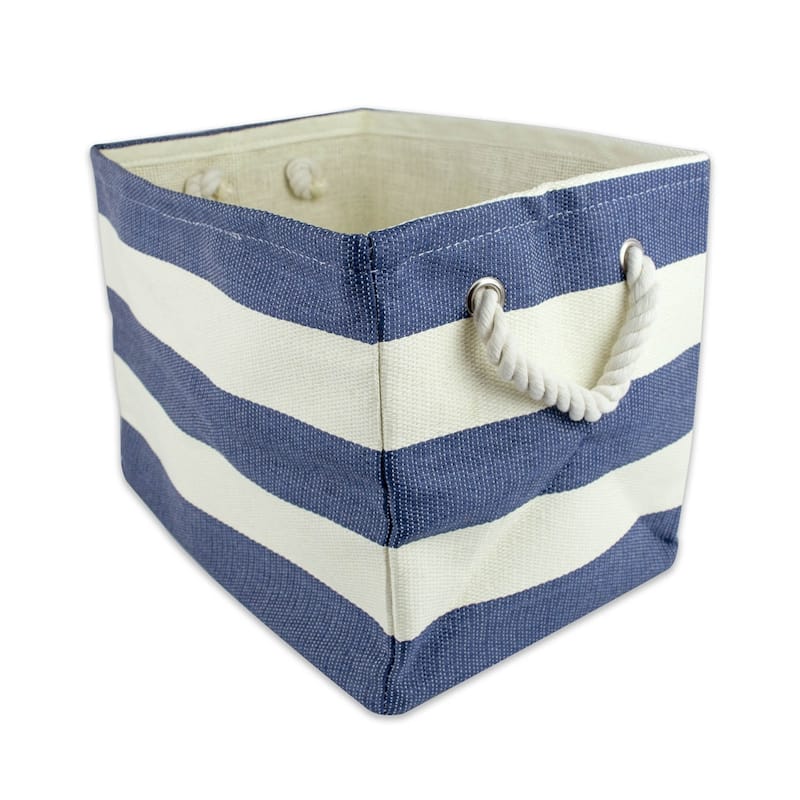 DII Striped Decorative Storage Bin - No Tools Assembly - Nautical Blue Stripe - Modern & Contemporary