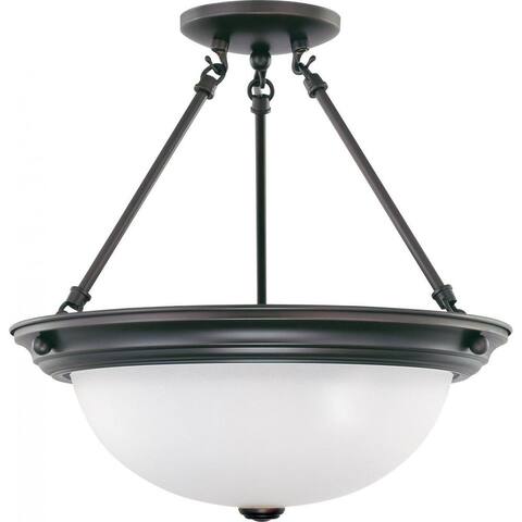3 Light 15" Semi-Flush with Frosted White Glass