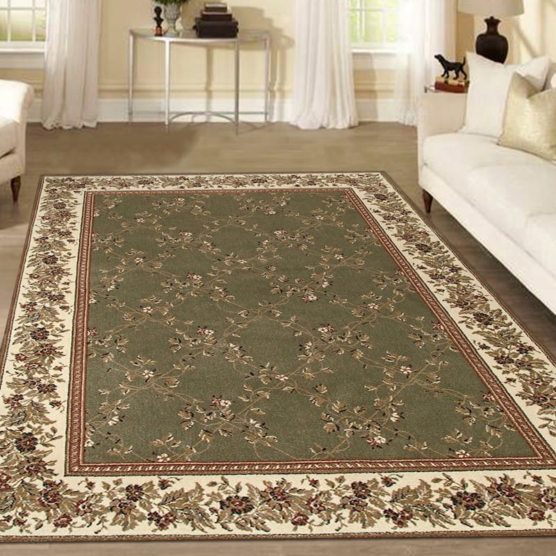 Admire Home Living Amalfi Traditional Floral Trellis Pattern Area Rug