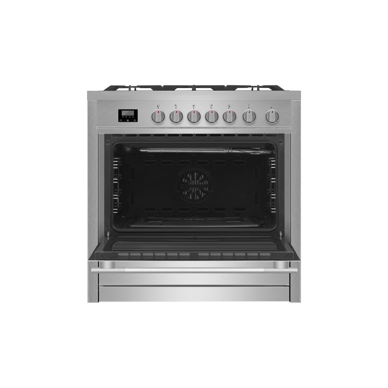 Empava 36 in ft Pro-Style Slide-in Single Oven Gas Range with 6 Sealed Ultra High-Low Burners Heavy Duty Grates in Stainless Steel 5.2 cu 