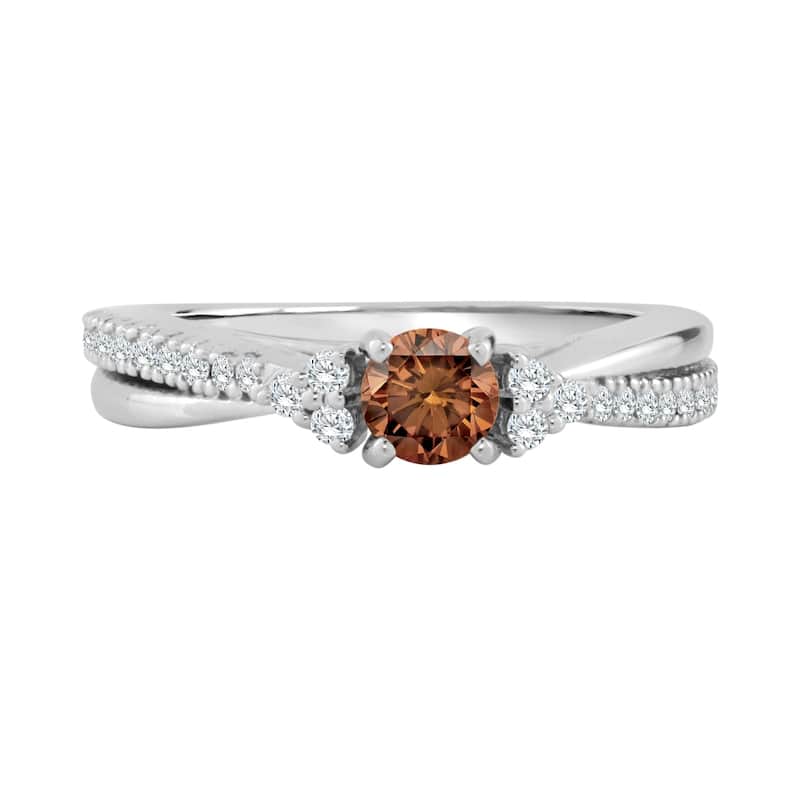 Auriya 14k Gold 3/4ct TDW Brown and White Diamond Engagement Ring