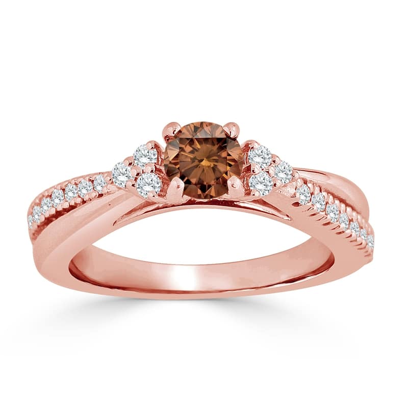 Auriya 14k Gold 3/4ct TDW Brown and White Diamond Engagement Ring