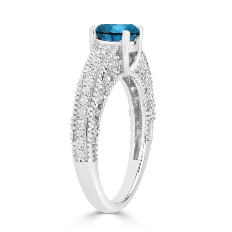 Auriya 1ctw Round Blue Diamond Engagement Ring 14K Gold