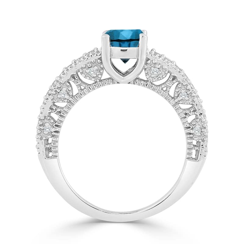Auriya 1ctw Round Blue Diamond Engagement Ring 14K Gold