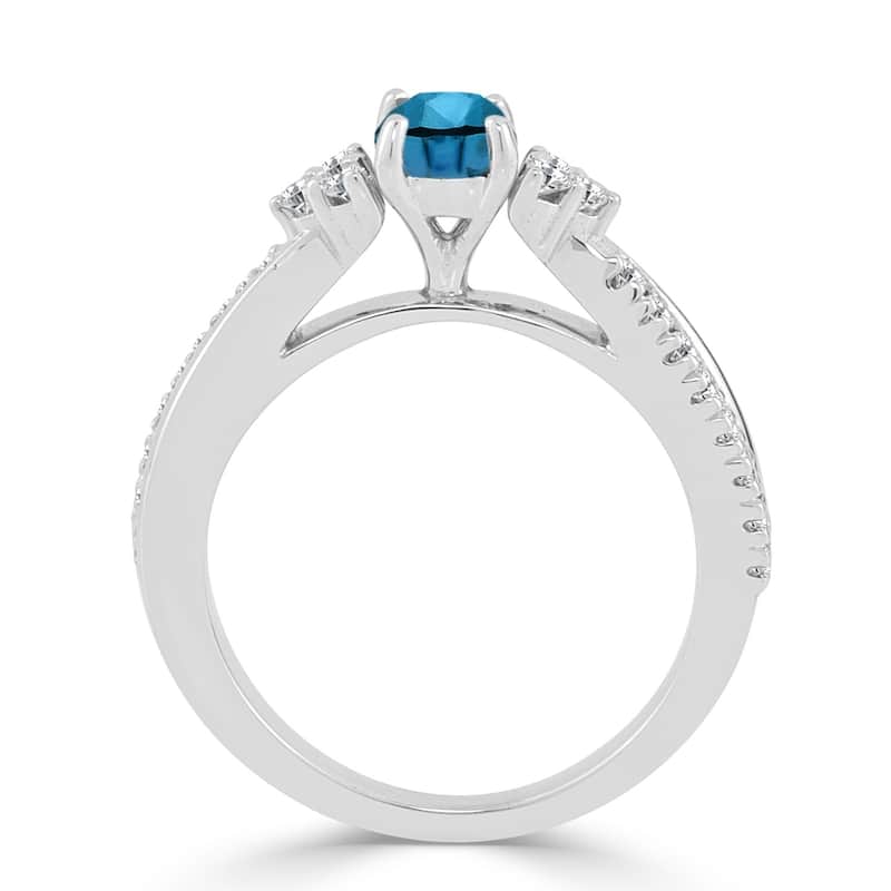 Auriya Round 3/4ctw Blue Diamond Engagement Ring 14k Gold
