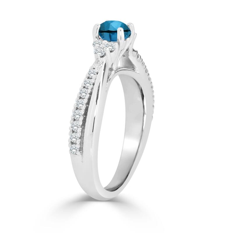 Auriya Round 3/4ctw Blue Diamond Engagement Ring 14k Gold