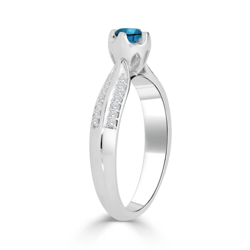 Auriya 14k Gold 1/3ct TDW Round Blue Diamond Engagement Ring