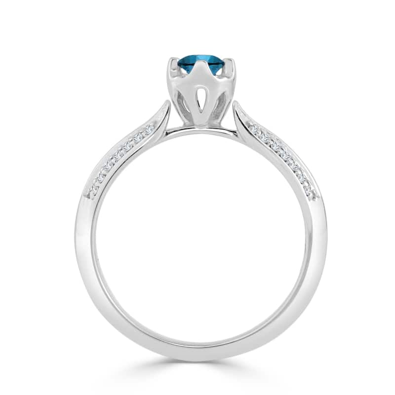 Auriya 14k Gold 1/3ct TDW Round Blue Diamond Engagement Ring