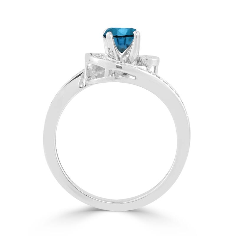 Auriya Bypass Swirl 3/4ctw Halo Blue Diamond Engagement Ring 14k Gold