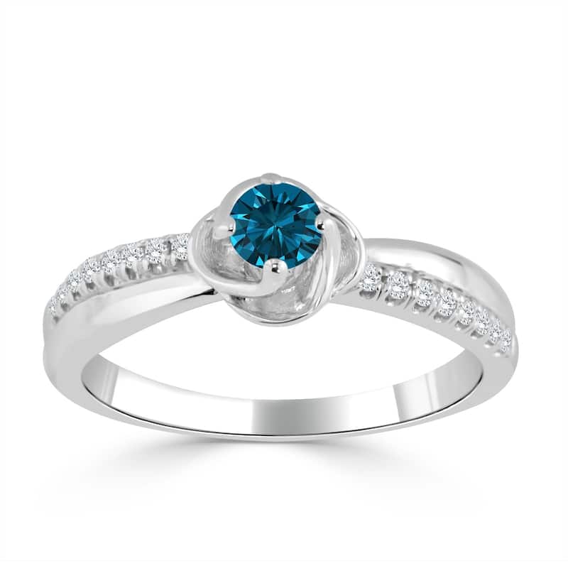 Auriya Petite 1/3ctw Blue Diamond Engagement Ring 14k Gold