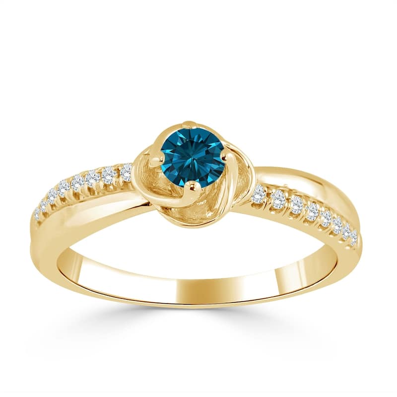 Auriya Petite 1/3ctw Blue Diamond Engagement Ring 14k Gold