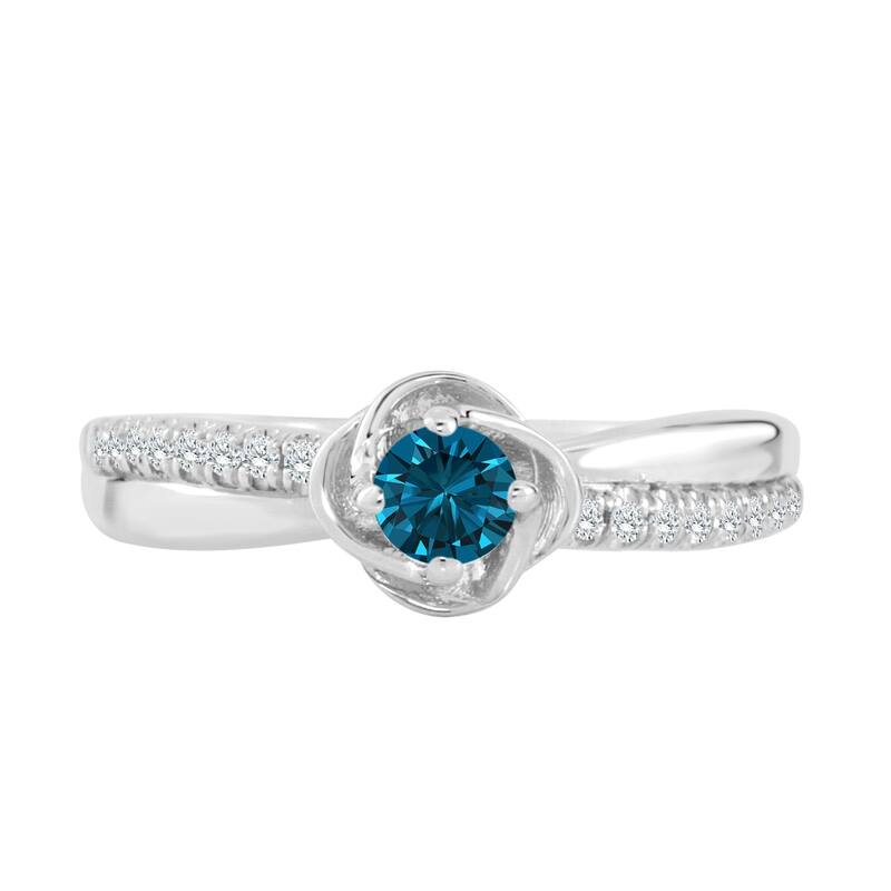 Auriya Petite 1/3ctw Blue Diamond Engagement Ring 14k Gold