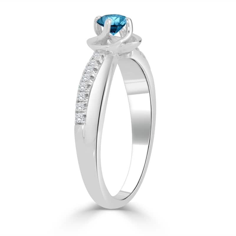 Auriya Petite 1/3ctw Blue Diamond Engagement Ring 14k Gold