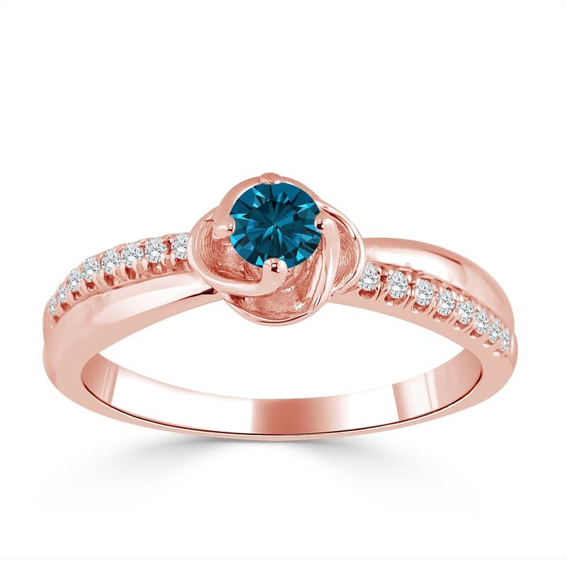 Auriya Petite 1/3ctw Blue Diamond Engagement Ring 14k Gold