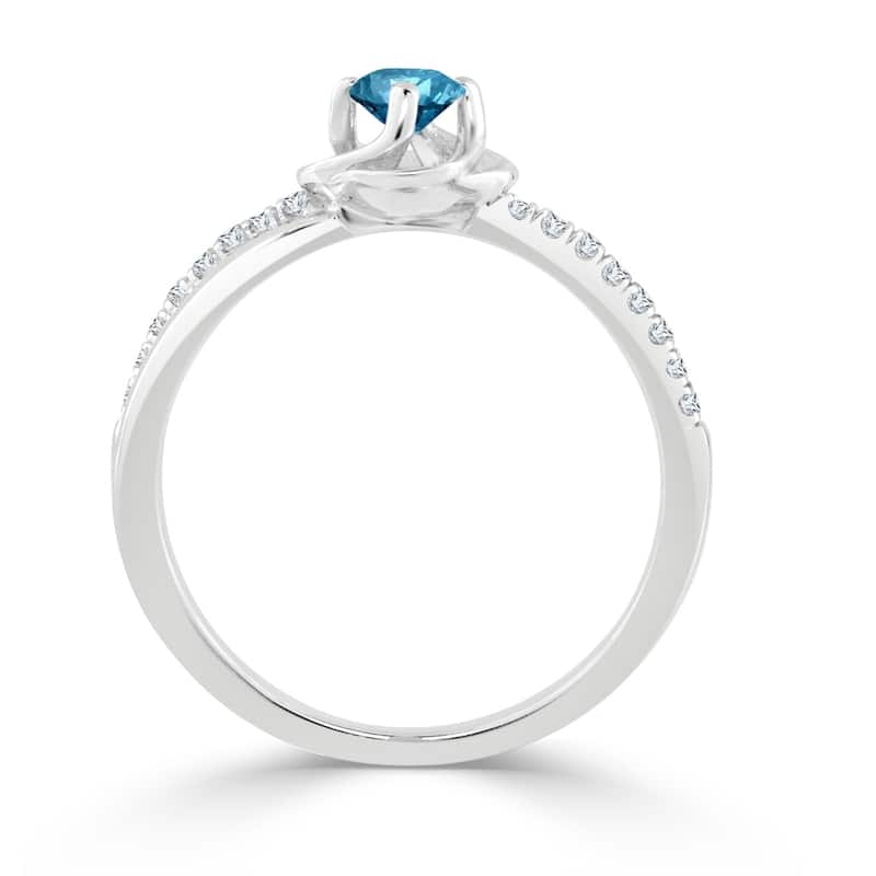 Auriya Petite 1/3ctw Blue Diamond Engagement Ring 14k Gold