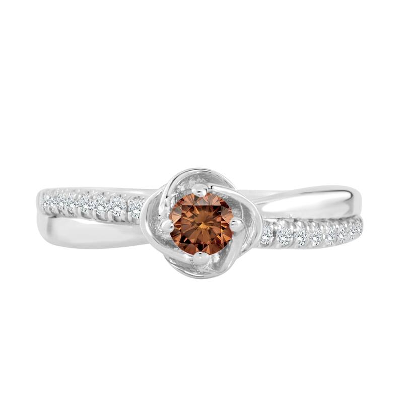 Auriya Petite 1/3ctw Round Brown Diamond Engagement Ring 14k Gold