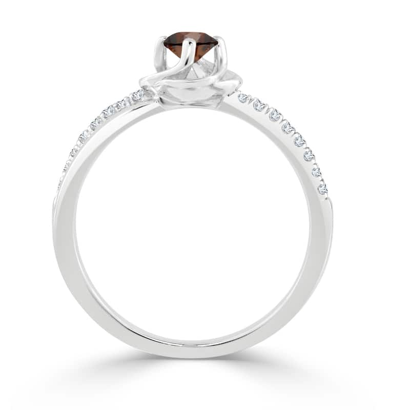 Auriya Petite 1/3ctw Round Brown Diamond Engagement Ring 14k Gold
