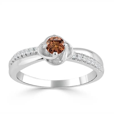 Auriya Petite 1/3ctw Round Brown Diamond Engagement Ring 14k Gold