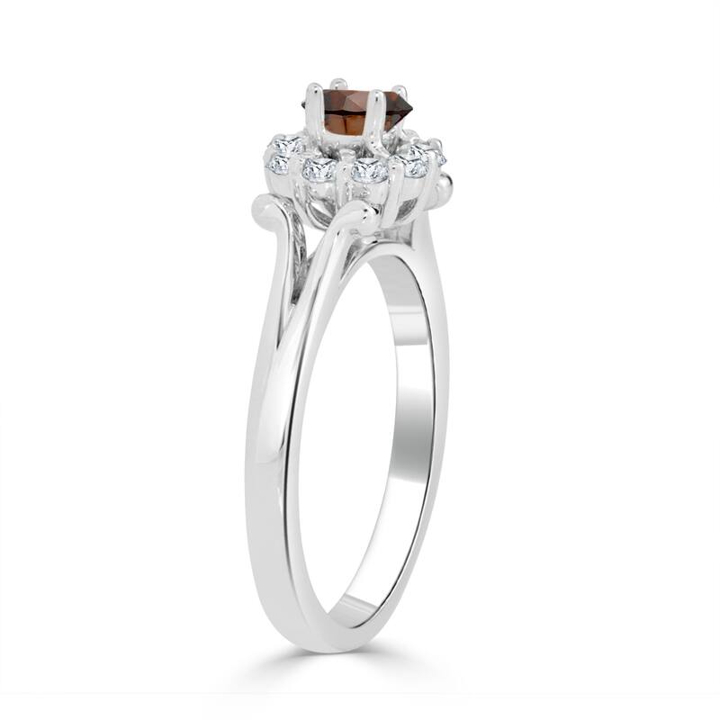 Auriya 14k Gold 1/2ct TDW Round Brown Diamond Halo Engagement Ring