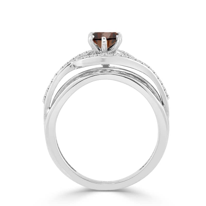 Auriya 14k Gold 1ct TDW Swirl Brown and White Diamond Halo Engagement Ring