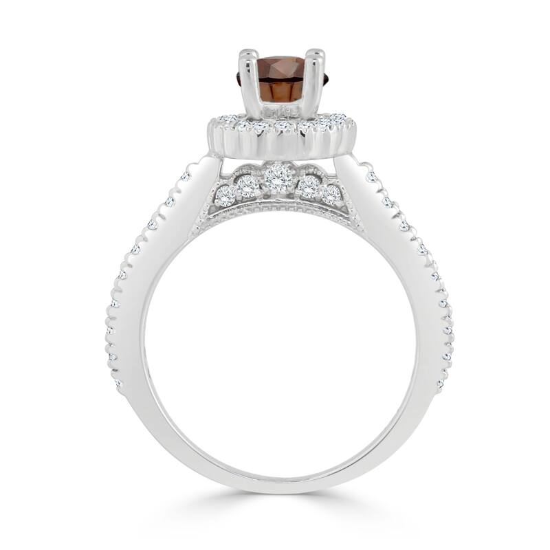 Auriya 3/4ct TDW Round Brown Diamond Halo Engagement Ring 14k Gold