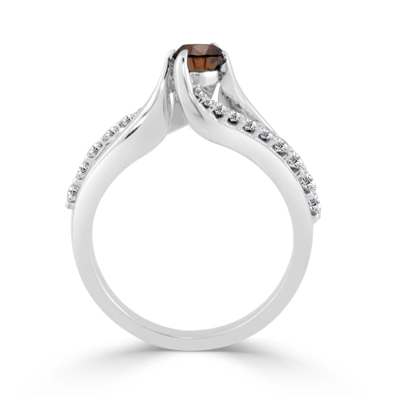 Auriya Round Split Band 3/4ctw Brown Diamond Engagement Ring 14k Gold