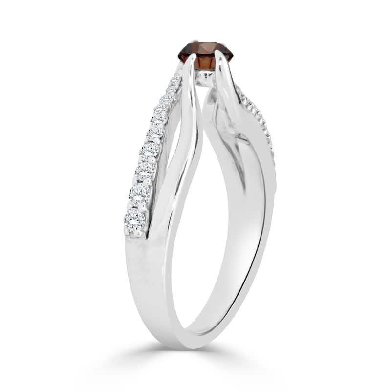 Auriya Round Split Band 3/4ctw Brown Diamond Engagement Ring 14k Gold