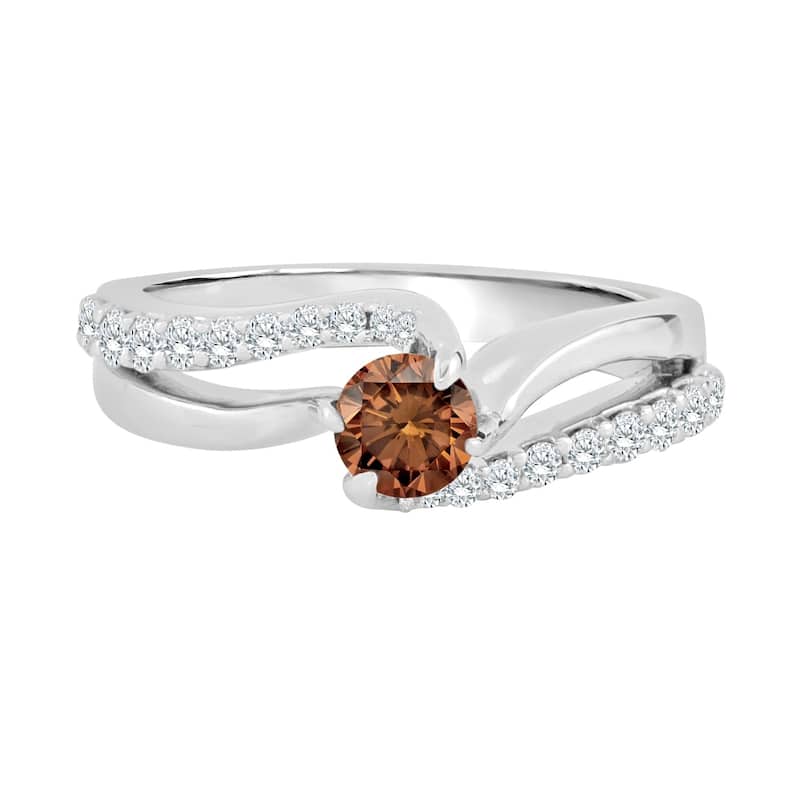 Auriya Round Split Band 3/4ctw Brown Diamond Engagement Ring 14k Gold