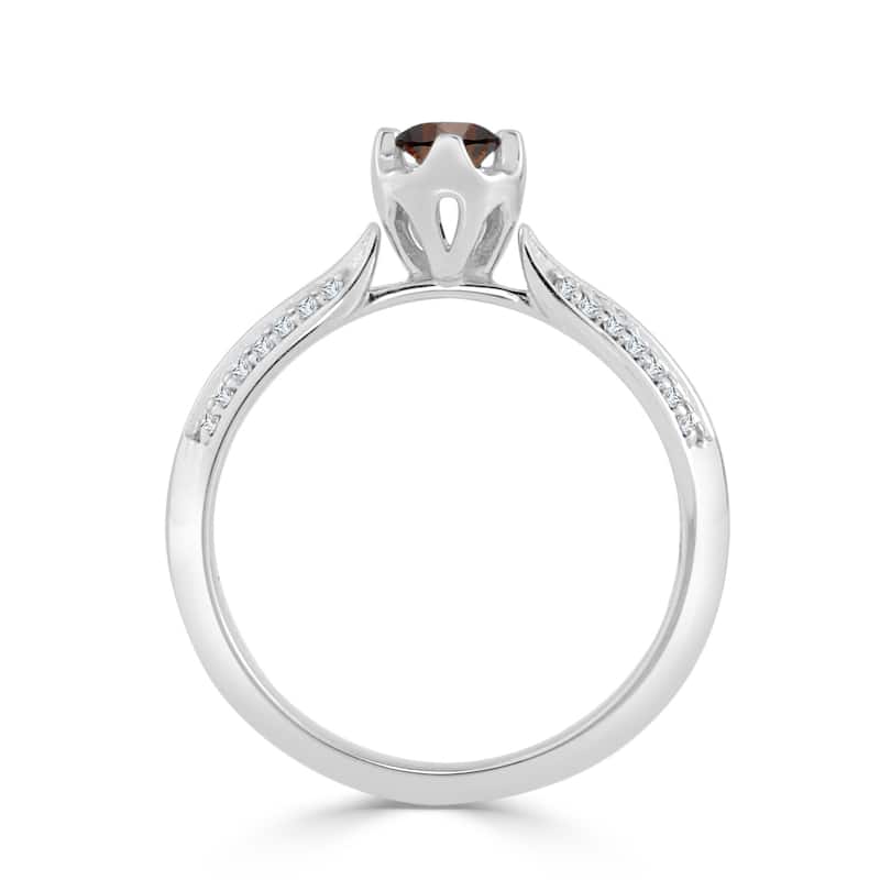 Auriya 14k Gold 1/3ct TDW Round Brown Diamond Engagement Ring