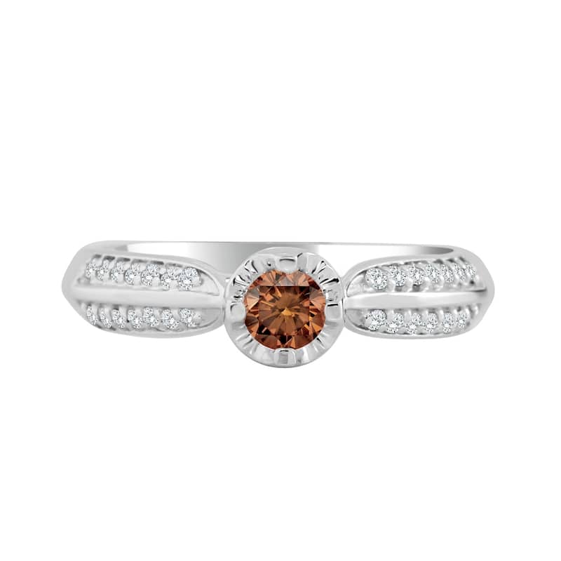 Auriya 14k Gold 1/3ct TDW Round Brown Diamond Engagement Ring
