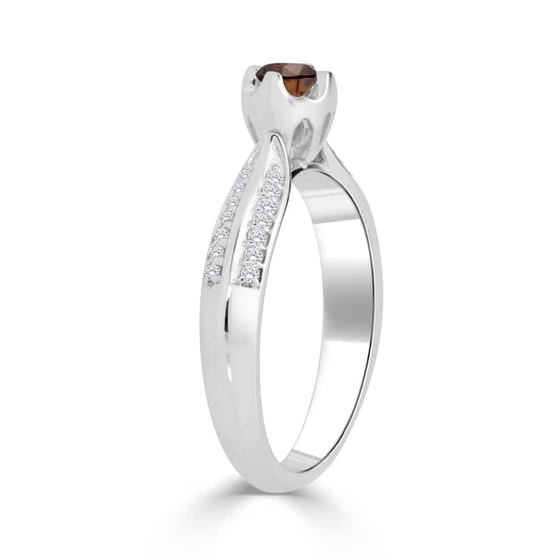 Auriya 14k Gold 1/3ct TDW Round Brown Diamond Engagement Ring