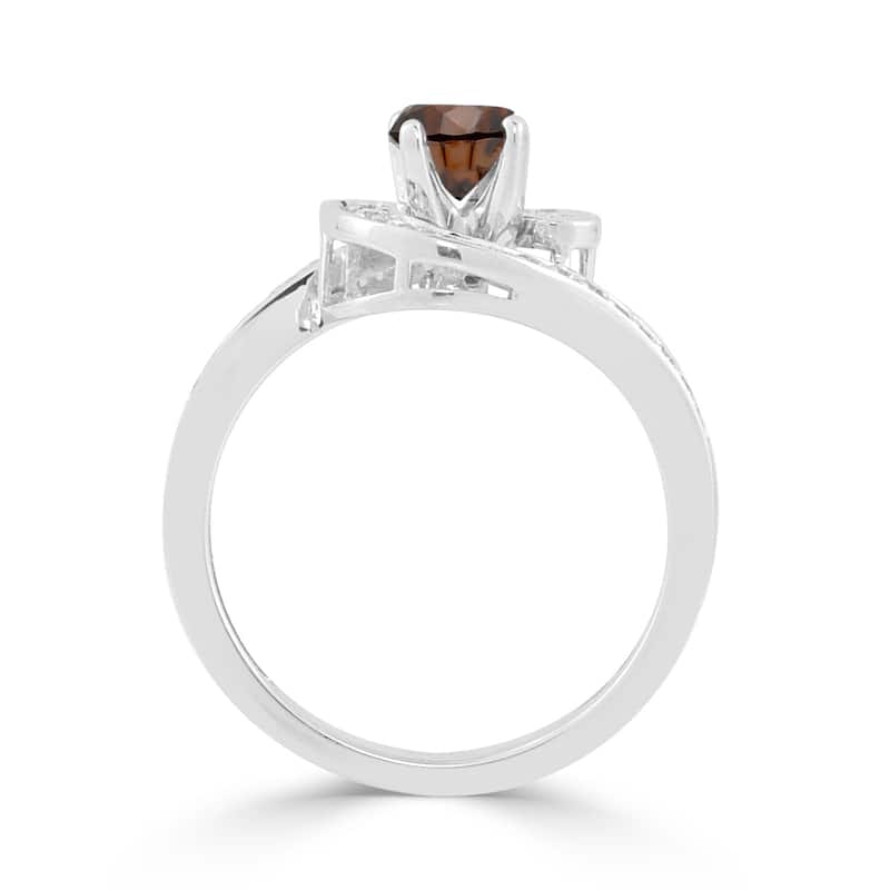 Auriya 14k Gold 3/4ct TDW Brown and White Diamond Swirl Halo Engagement Ring