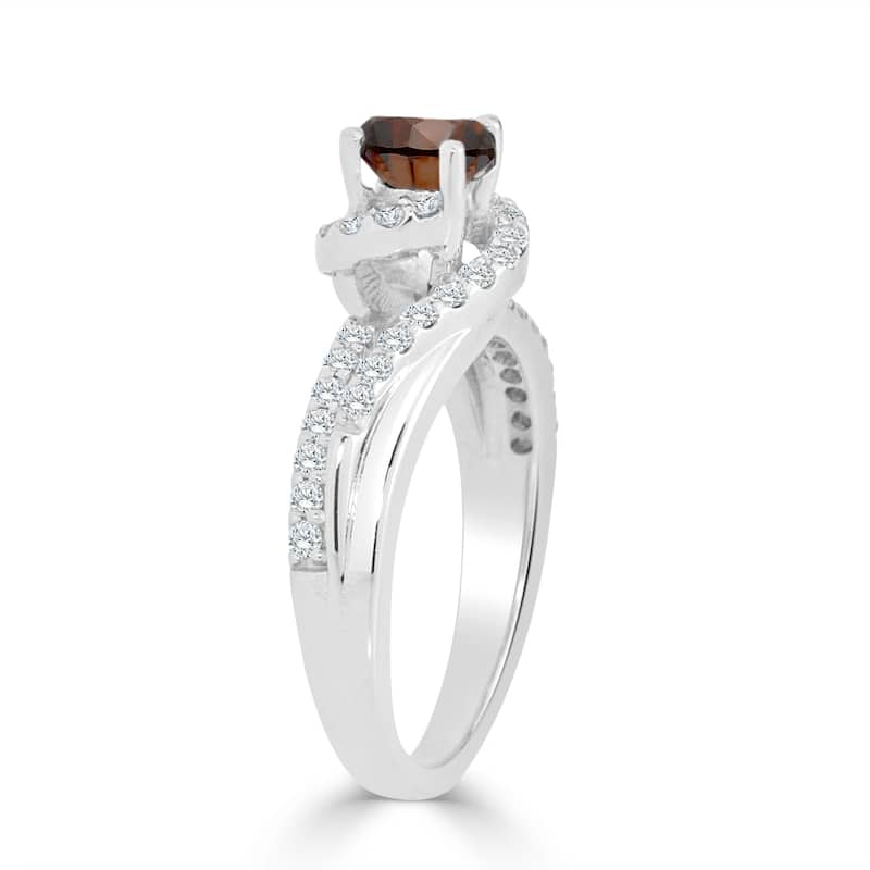 Auriya 14k Gold 1ct TDW Brown Diamond Swirl Halo Engagement Ring