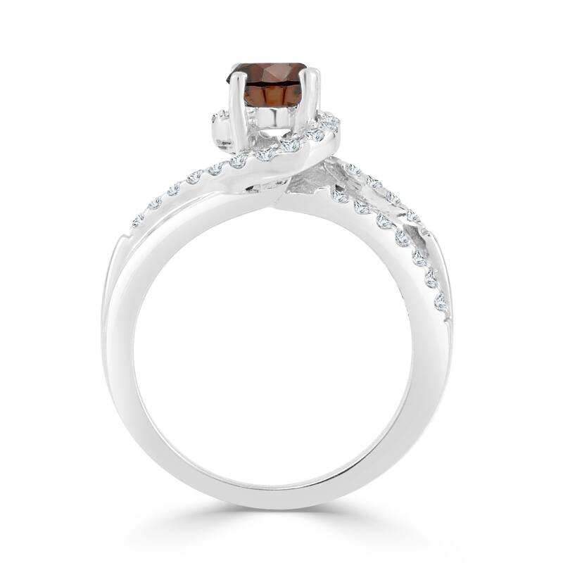 Auriya 14k Gold 1ct TDW Brown Diamond Swirl Halo Engagement Ring