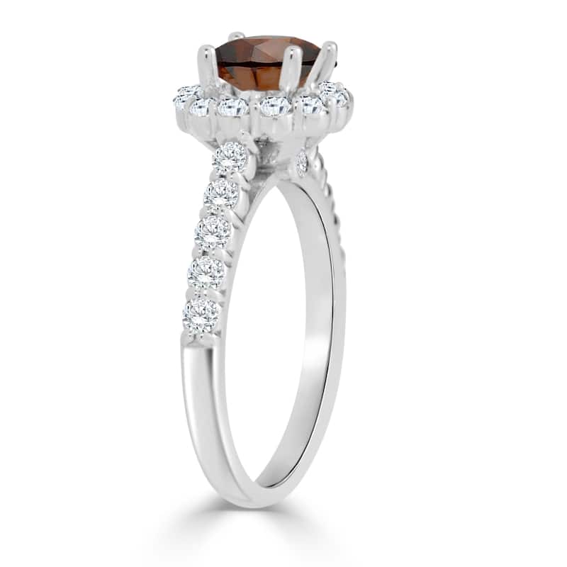 Auriya Unique Vintage 1 1/2ctw Halo Brown Diamond Engagement Ring 14k Gold