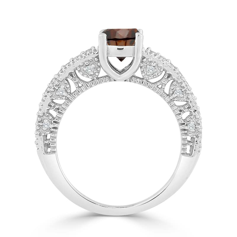 Auriya 14K Gold 1ct TDW Vintage-Inspired Brown and White Diamond Engagement Ring