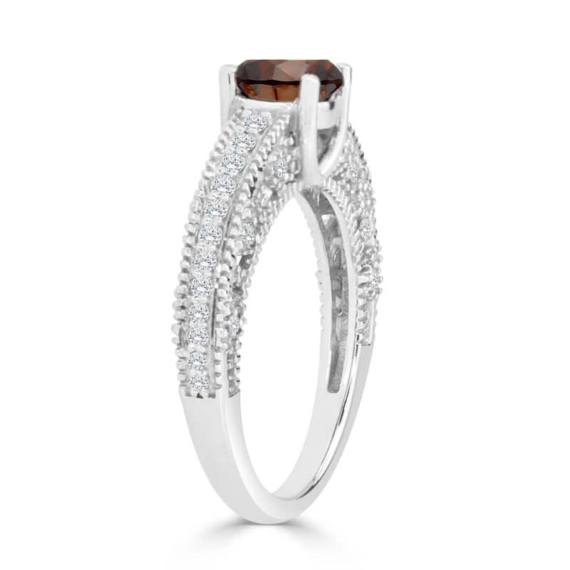 Auriya 14K Gold 1ct TDW Vintage-Inspired Brown and White Diamond Engagement Ring