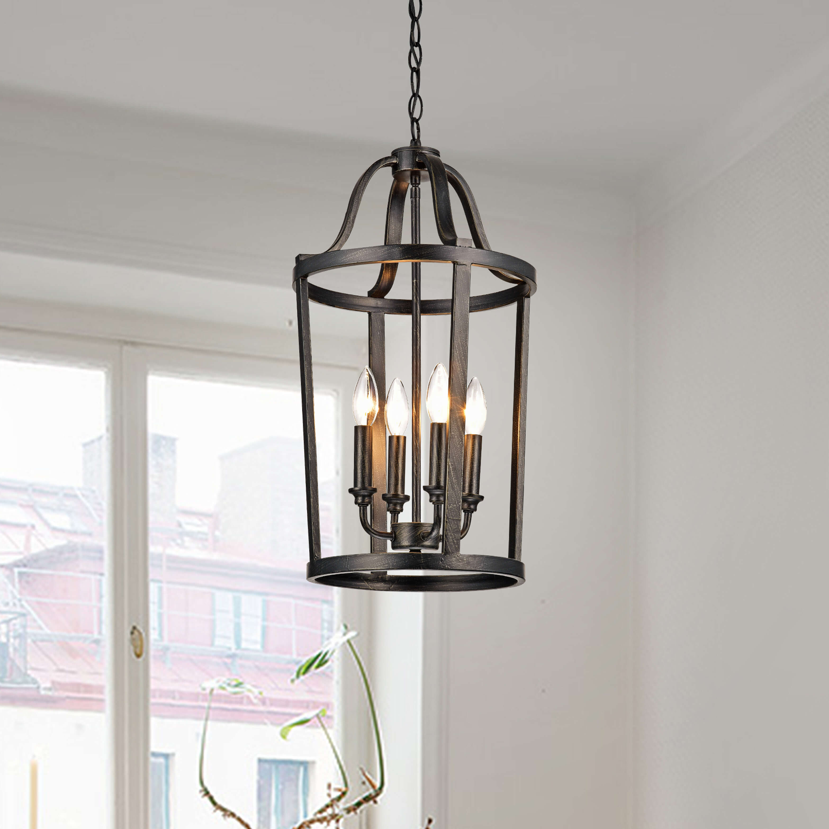 Henrietta 4-light Antique Black Iron Pendant Chandelier (4-light, Antique Black, Iron, Pendant chandelier) - Chandeliers For Bedrooms by Overstock.com