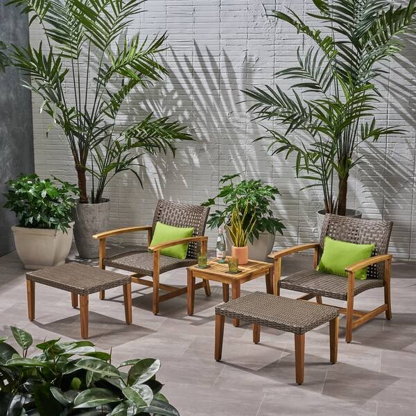 Shop Hampton Outdoor 5 Piece Mid Century Wicker Chat Set By